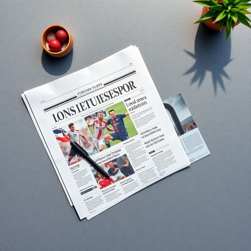 Sportske novine i olovka na sivom stolu