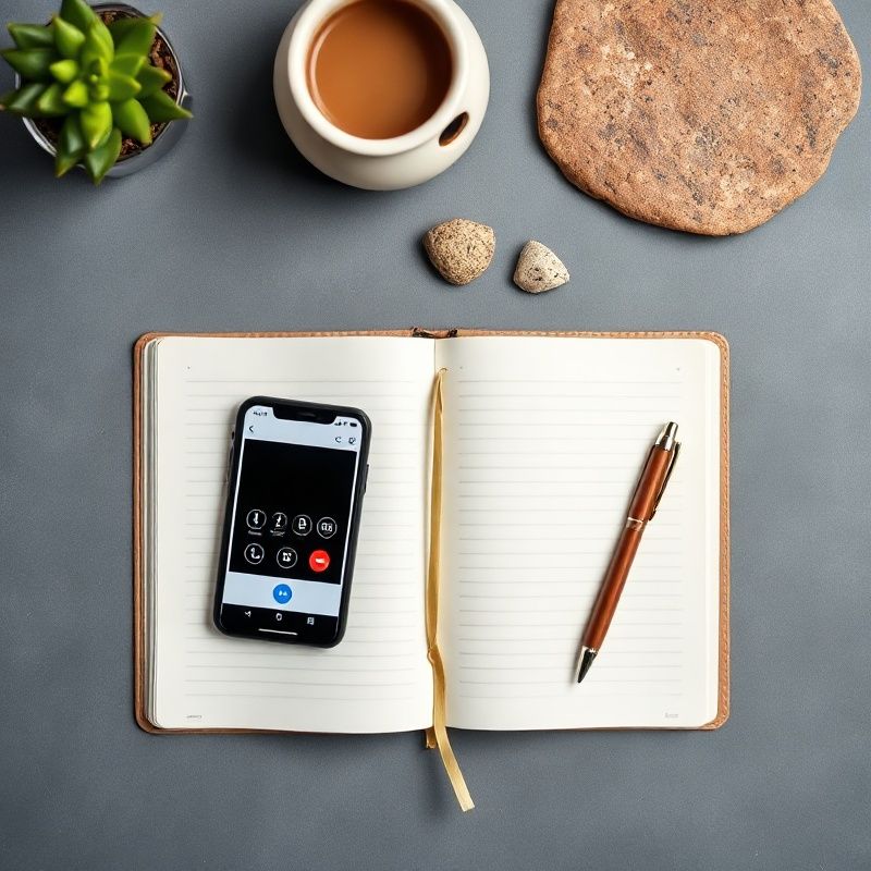Otvorena bilježnica, olovka i mobitel na stolu